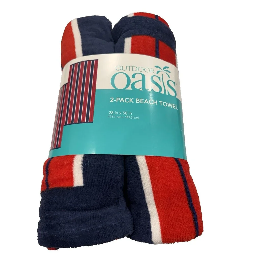 Oasis Outdoor 2-Pack Beach Towel 28 in x 58 in Multi Color